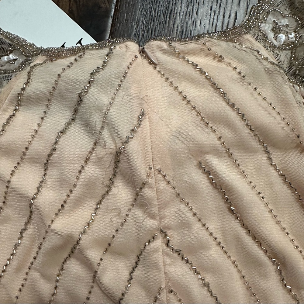 Amelia Rose beaded baroque off the shoulder peach pink gown NWT - Picture 12 of 12